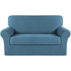Turquoize Stretch Sofa Slipcover 2 Pieces Sofa Cover Couch Cover For 3 Cushion Couch Washable Furniture Protector Covers With Elastic Bottom Feature Thick Jacquard Fabric (Sofa, Dusty Blue)