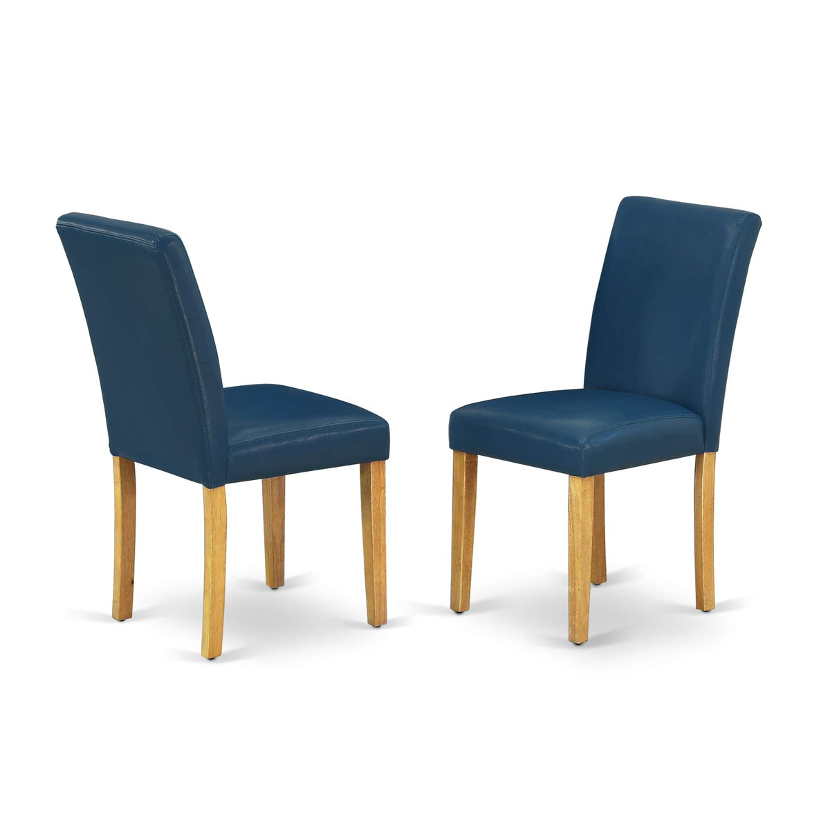 East West Furniture Caab5-Oak-55 Capri 5 Piece Set Includes A Rectangle Dining Room Table And 4 Oasis Blue Faux Leather Upholstered Parson Chairs, 36X60 Inch