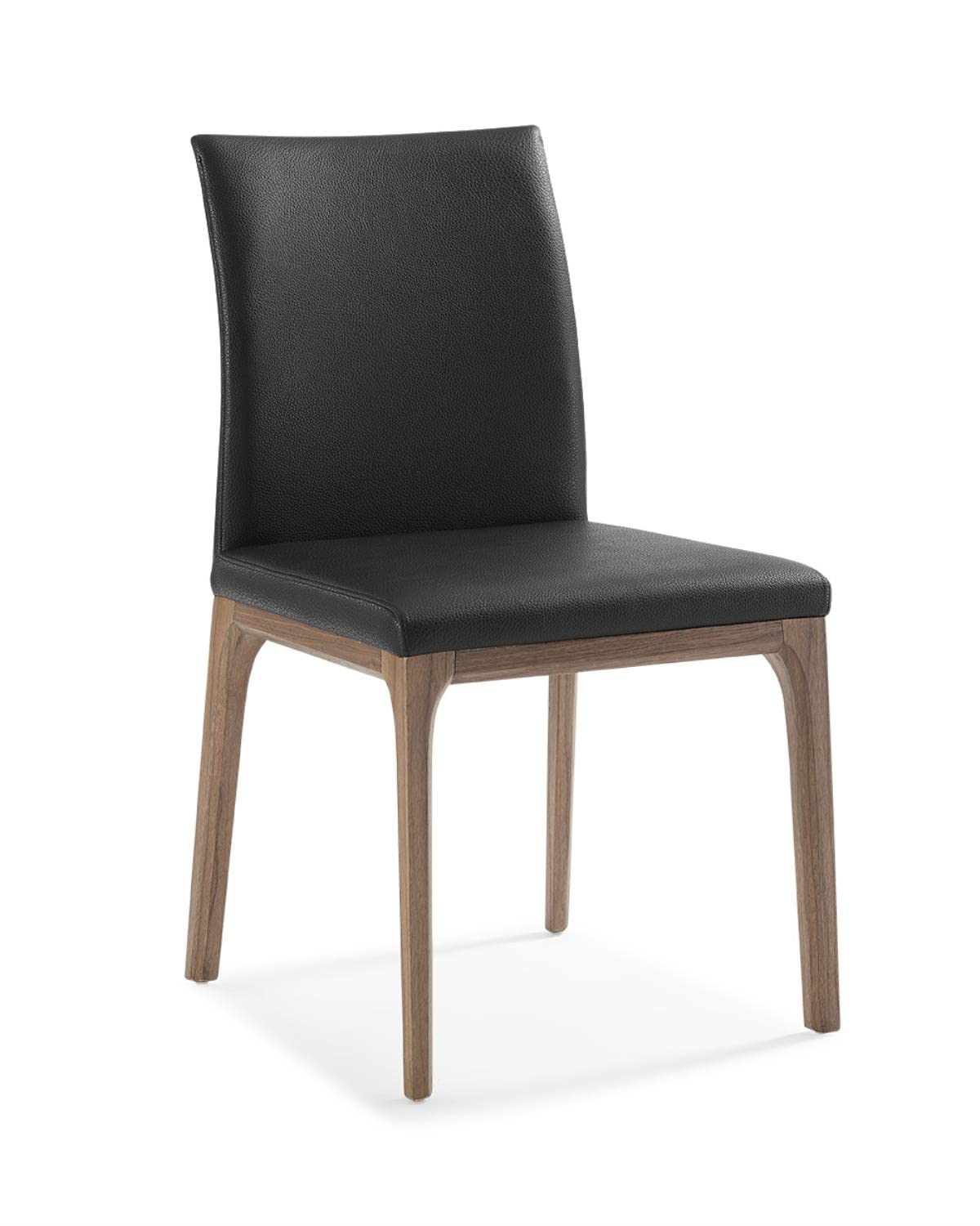 Whiteline Modern Living Stella Dining Chair with Faux Leather Seat and Back and Grey Oak Veneer Legs, Set of 2, Black/Walnut
