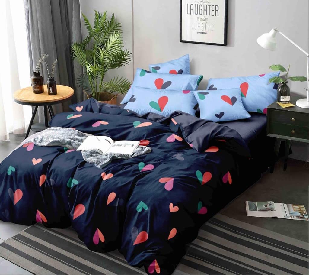 Decomizer Super Soft Glace Cotton 300 Tc King Size Ac Comforter Blanket Duvet With 1 King Size Elastic Fitted Bedsheet 72X78X1