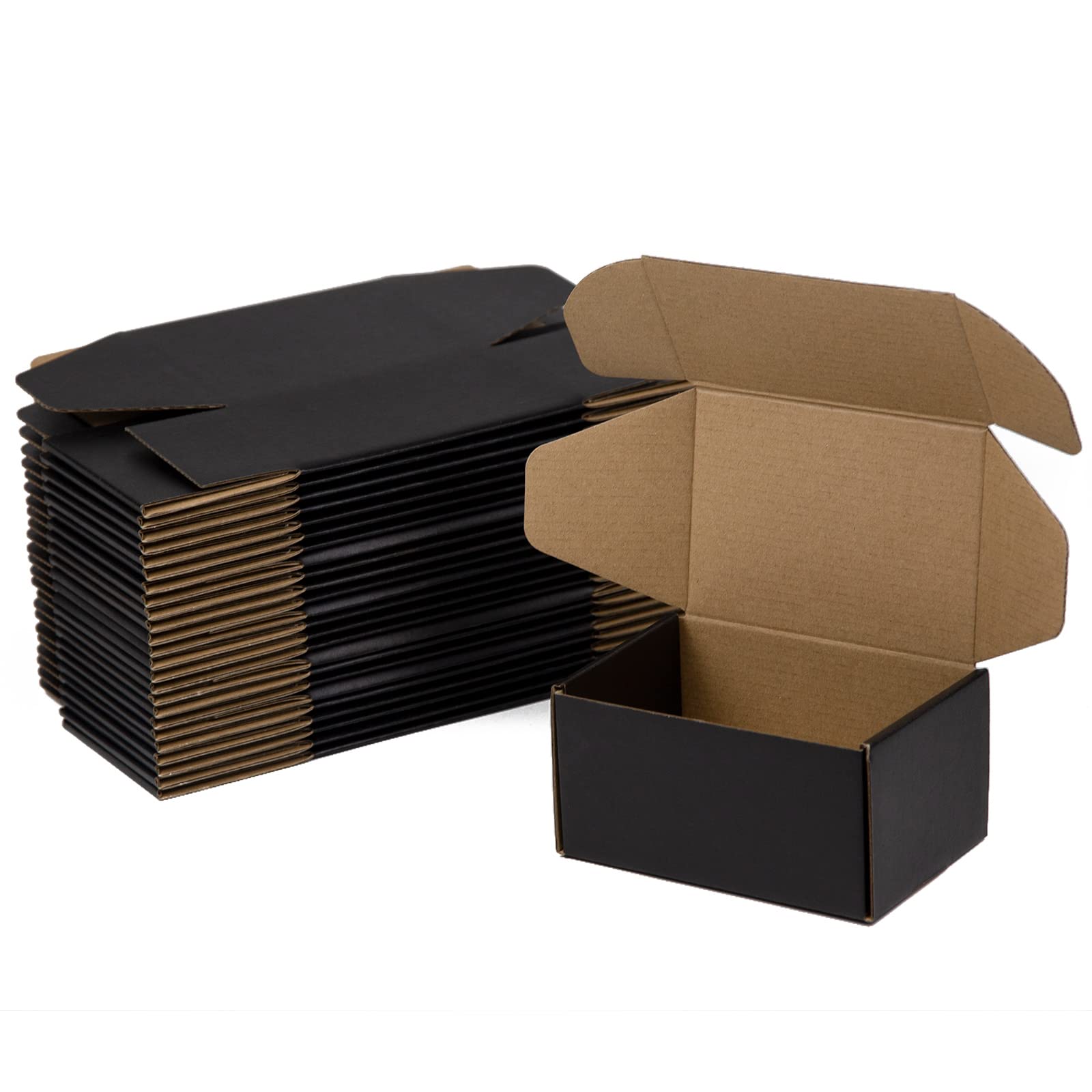 Sodissa 6X4X3 Inches Shipping Boxes Pack Of 25, Packaging Corrugated Cardboard Mailer Boxes For Small Bussiness, Black