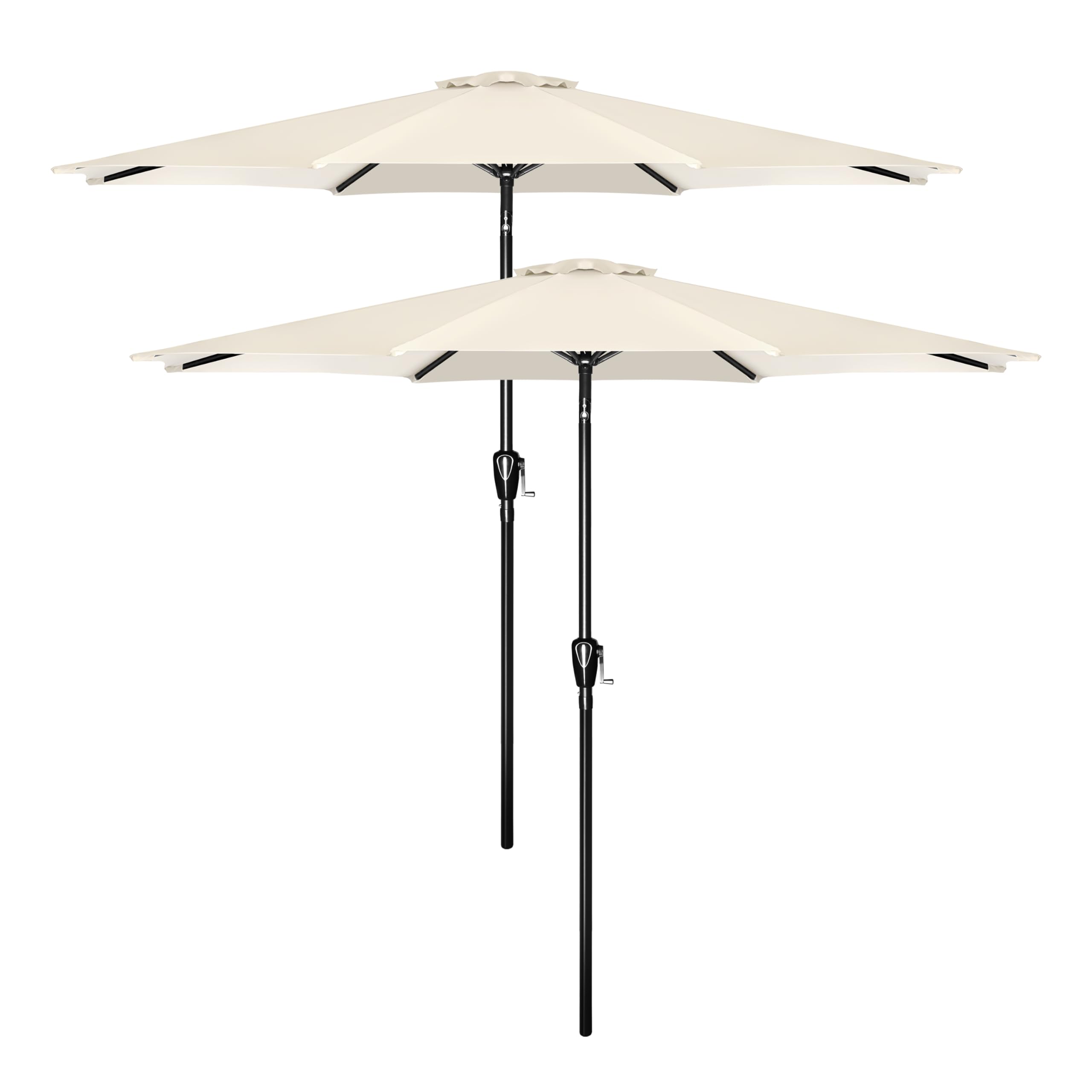 Yssoa 2 Pack 9' Patio Umbrella Outdoor Table Market Yard Umbrella With 8 Sturdy Ribs, Beige