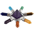 Rockcloud Pyramid & 7 Chakra Points Energy Generator,Reiki Healing Crystal Stone,Amethyst