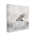 Stupell Industries Baby Hippo Bath Time Cute Animal Design Canvas Wall Art, 17x17, Gray