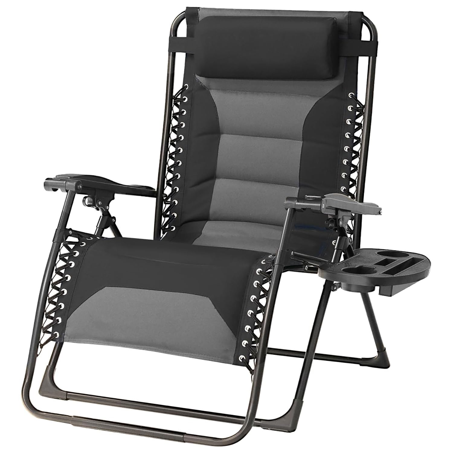 Foristrail Zero Gravity Chair Oversized Padded Recliner with Adjustable Headrest & Cup Holder - XL 600D Oxford Folding Lounge Ch