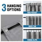 H.Versailtex Blackout Curtains Thermal Insulated Window Treatment Panels Room Darkening Blackout Drapes For Living Room Back Tab/Rod Pocket Bedroom Draperies (2 Panels, Grey, 42 X 54 Inch)
