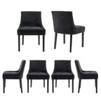 Colamy Modern Dining Chairs Set Of 6, Upholstered Corduroy Accent Side Leisure Chairs With Mid Back And Wood Legs For Living Room/Dining Room-Black