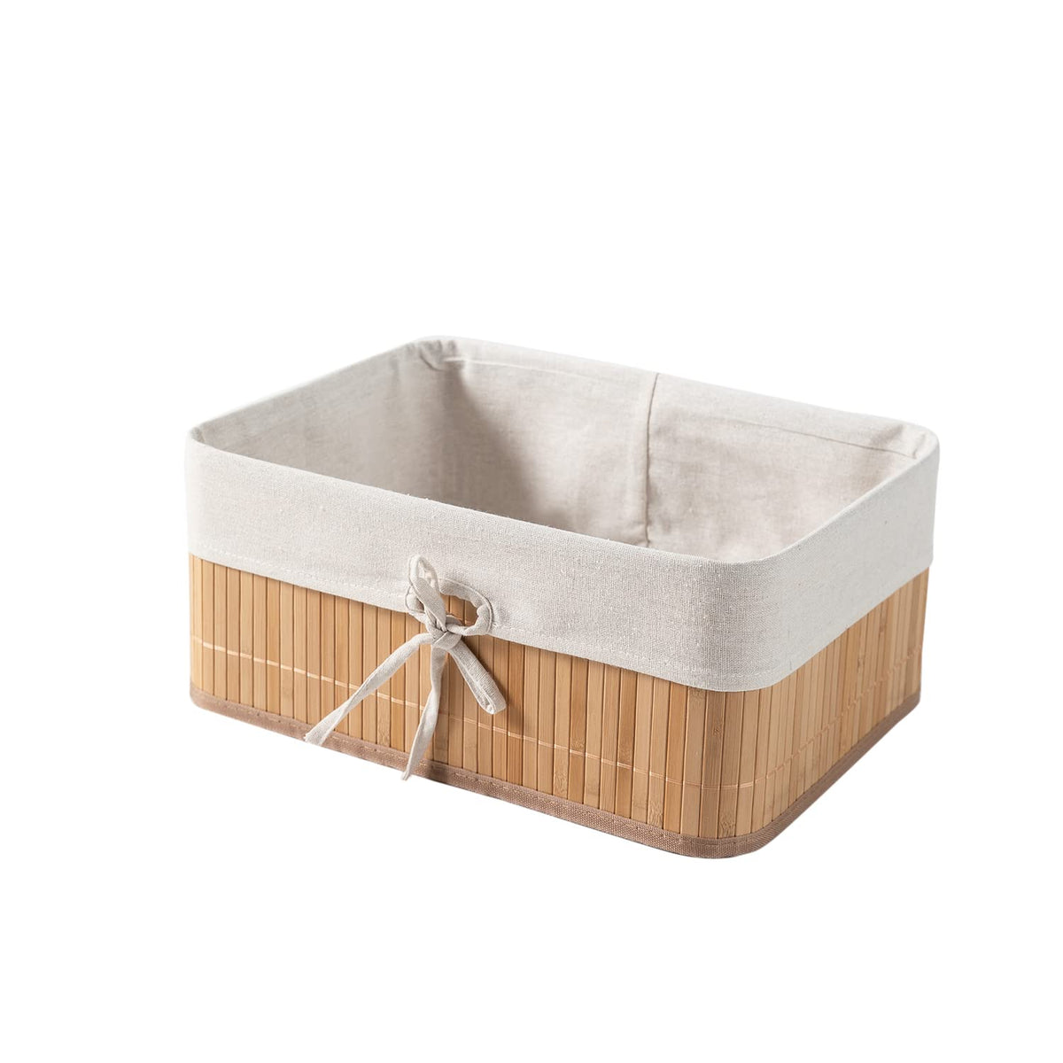 Homestorie EcoFriendly Foldable Natural Bamboo Storage Basket Bins Organizer, 38 X 28 X 16 Cm, Pack Of 1 (Ar1543L)