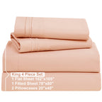 Nestl King Size Sheets Set - 4 Piece King Sheets, Deep Pocket, Hotel Luxury, Extra Soft, Breathable And Cooling, Peach King Bed Sheets