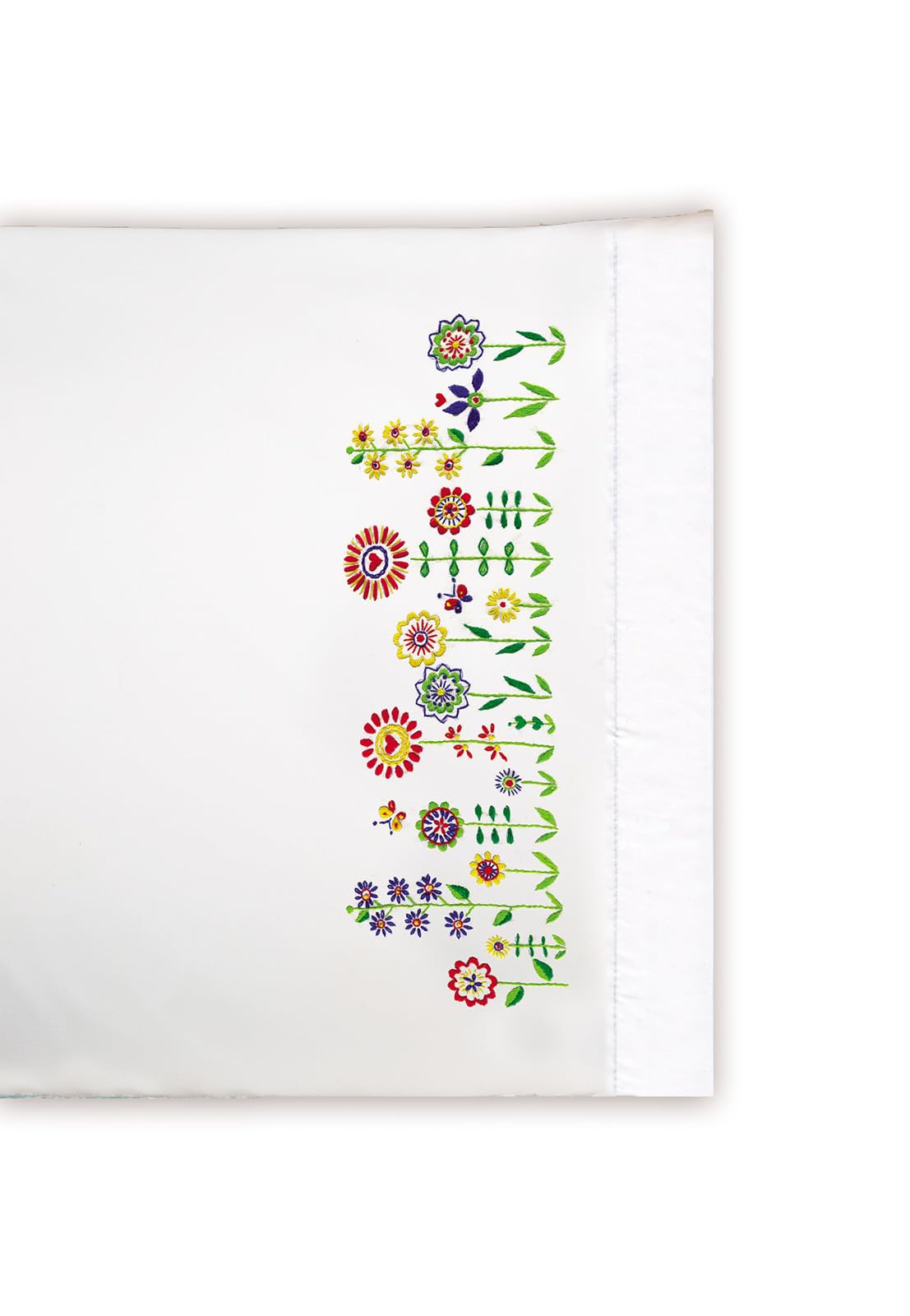 Tobin Stamped Pillowcases, Floral Whimsy, 20' X 30' Embroidery Kit, White With Multicolor