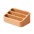 Sizikato Wooden Business Card Holder For Desk, 3 Card Slots Business Card Display Holder Stand