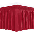 Biscaynebay Wrap Around Bed Skirts For King & Cal King Beds Short Drop Of 12', Red Adjustable Elastic Dust Ruffles Easy Fit Wri