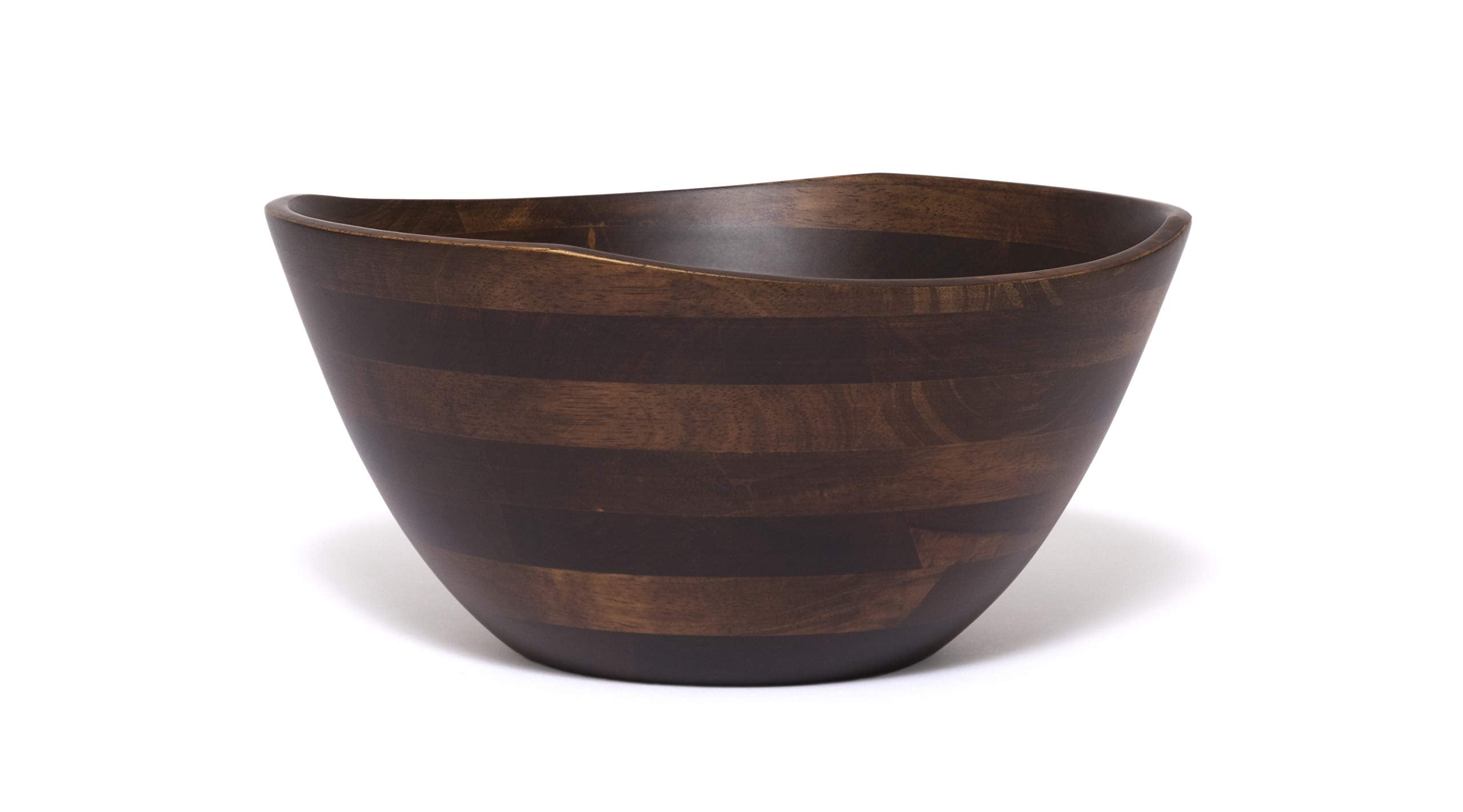 Lipper International Walnut Finish Large Wavy Rim Bowl