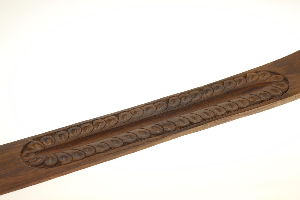 Incense Burner - Wooden Flat Carved Feather