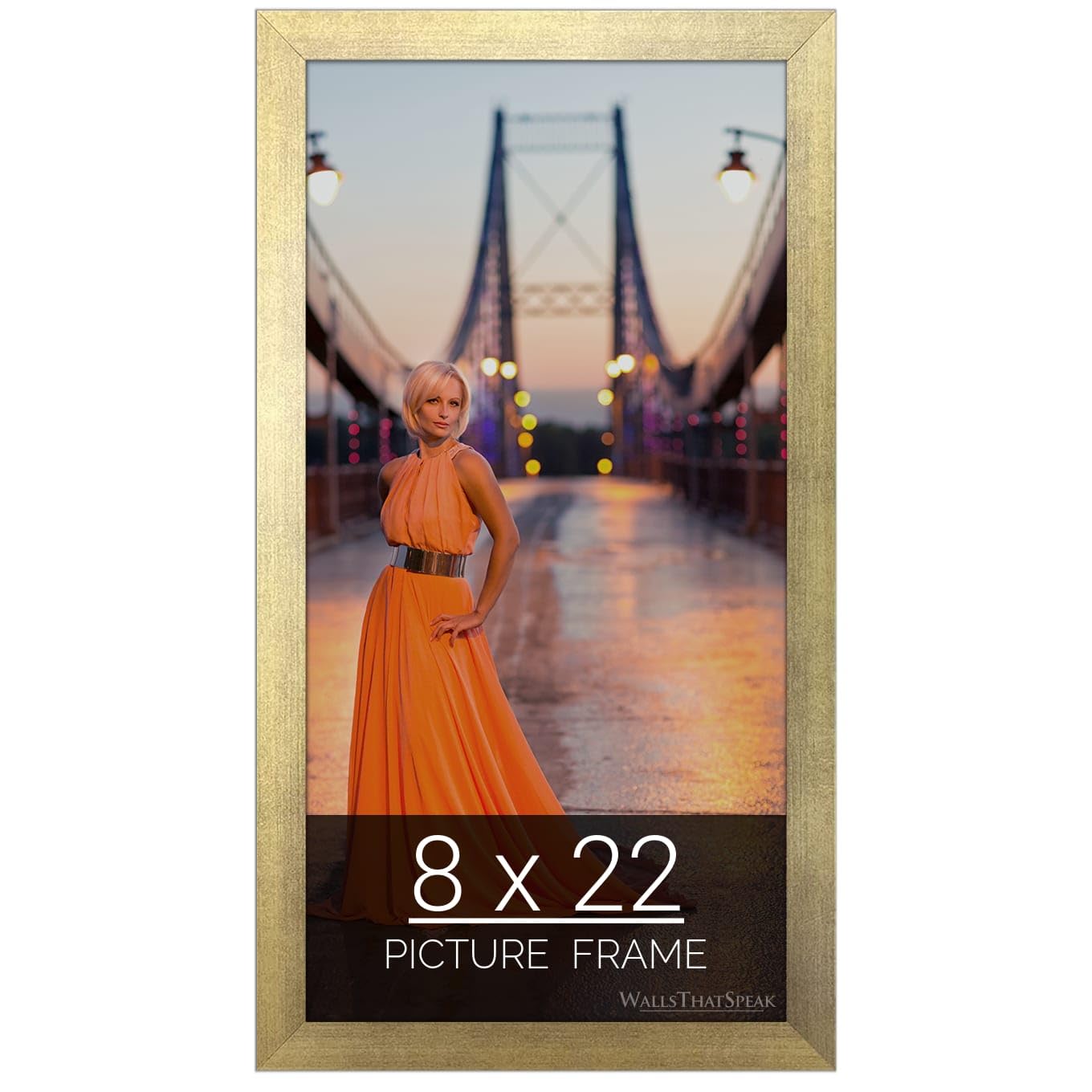 wallsthatspeak 8x22 Gold Picture Frame for Puzzles Posters Photos or Artwork