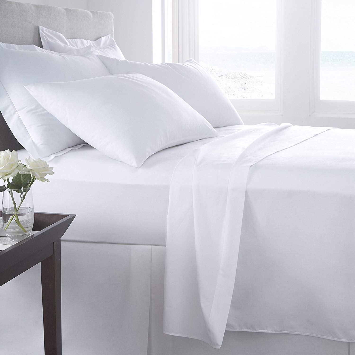Huesland By Ahmedabad Cotton Comfort 144 Tc Cotton Single Bedsheet With 1 Pillow Cover  White