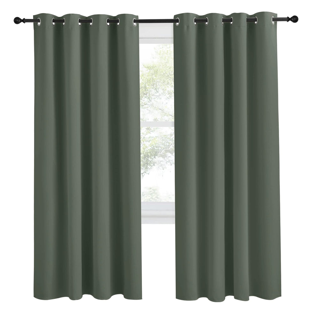 Nicetown Blackout Curtain For Living Room 78 Inch Long, 1 Panel, Dark Mallard, W55 X L78, Grommet Thermal Insulated Room Darkening Sound Proof Curtain For Bedroom/Kids Room