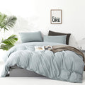 Clothknow Blue Comforter Set California King 3Pcs Light Blue Bedding Comforter Sets Haze Blue Comforter Soft Dusty Blue Comforte
