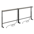 Kitstorack 2-Pack Gray Long Sofa Table Behind Couch, Adjustable Height (25-33) & 2 Power Outlets, Narrow Console Table, 5.9 D x 