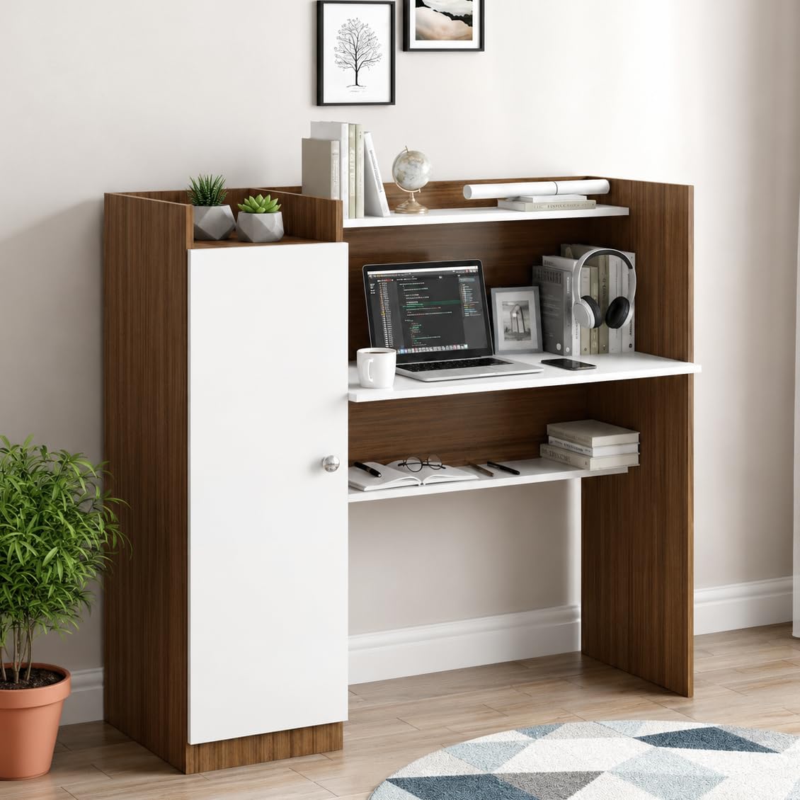 Furneaser Florian Engineered Wood Study Table For Home & Office, Computer & Laptop Wfh Workstation, Gaming Table With Storage, L