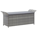 vidaXL Grey Poly Rattan Outdoor Adjustable Bench with a Dark Grey Cushion Storage Function, WaterResistant & Sturdy Design, Su