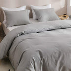 Clothknow Grey Comforter Sets Light Grey Bedding Comforter Set Twin Boys Men Comforter Solid Silver Gray Comforter 3Pcs Gray Bed