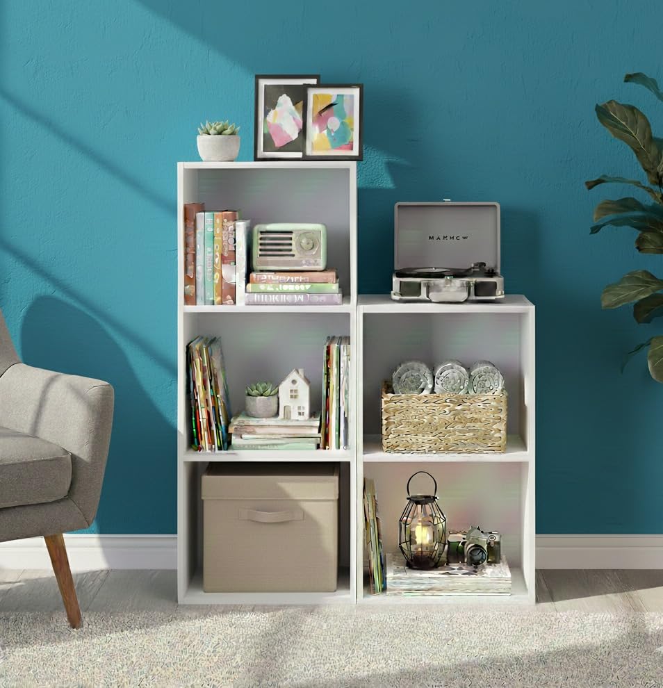 The Good Luck Wooden Storage Unit Cube Strong Bookcase Shelving Home Office White, 3 * 2 Tier