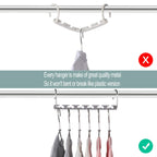 Meetu Space Saving Hangers Metal Clothes Hangers 6X2 Slots Magic Hanger Cascading Hanger Updated Hook Design Closet Organizer Ha