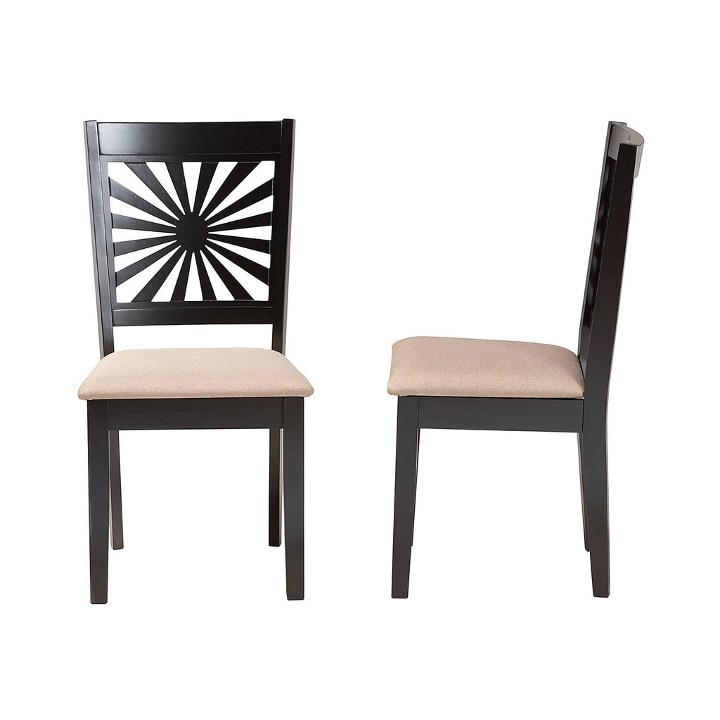 Baxton Studio Olympia Modern Fabric Dining Chair, Beige/Espresso Brown, 2/Set (231-2P-13180-HT)