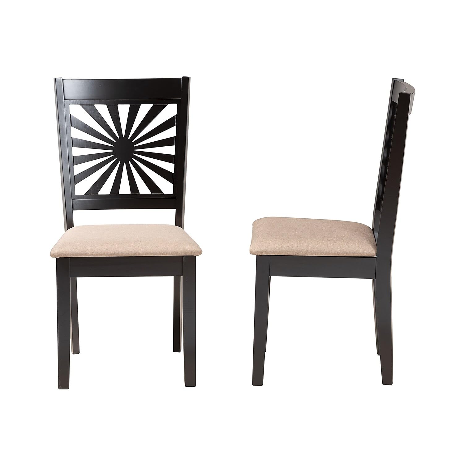 Baxton Studio Olympia Modern Fabric Dining Chair, Beige/Espresso Brown, 2/Set (231-2P-13180-HT)