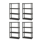 Sterilite 4-Pack Plastic Storage Shelves, Heavy Duty Shelving Unit, 4 Shelf, Gray