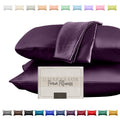 Elegant Comfort Silky And Luxurious 2-Piece Satin Pillowcase Set For Healthier Skin And Hair, Hidden Zipper Closure And Beautifully Packaged, Satin Pillowcase Set, King, Purple