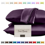 Elegant Comfort Silky And Luxurious 2-Piece Satin Pillowcase Set For Healthier Skin And Hair, Hidden Zipper Closure And Beautifully Packaged, Satin Pillowcase Set, King, Purple