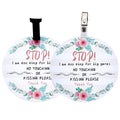 PLIGREAT 2 Pack No Touching Car Seat Sign, Flowers Pattern No Kissing Stroller Tag with Hanging Straps and Clip, No Touching Bab