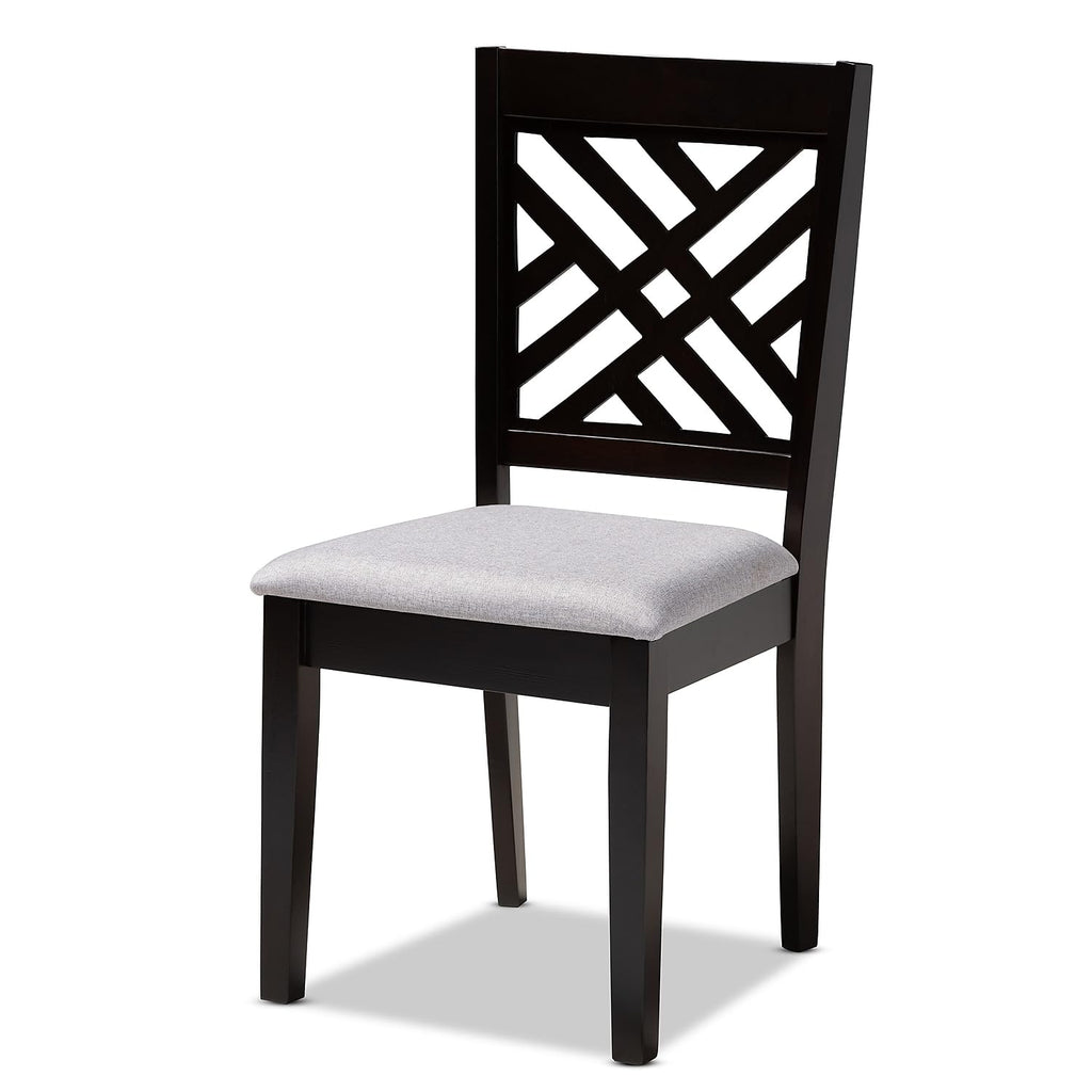 Baxton Studio Caron Contemporary Fabric Dining Chair, Gray and Espresso, 4/Pack (153-4P-9402-HiT)