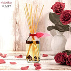Lovspa Velvet Rose Reed Diffuser Set - Floral Scent Diffuser For Home With Long Lasting Fragrance - Non-Toxic Oil Reed Diffuser