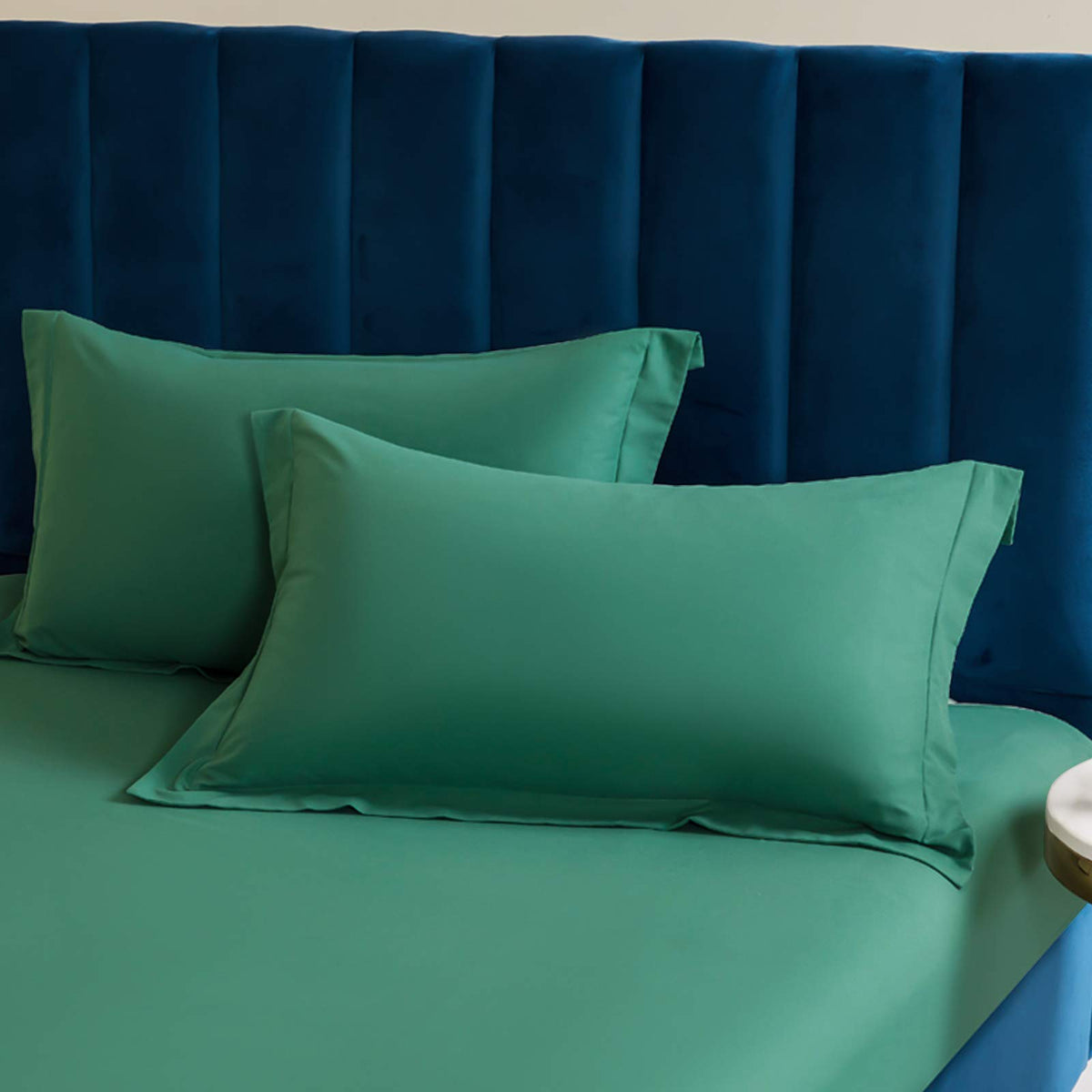 Ntbay 2 Pack 500 Thread Count 100% Egyptian Cotton King Pillow Shams, Super Soft And Breathable Oxford Pillowcases For Bed, 20X36 Inches, Dark Green