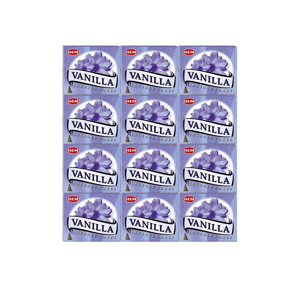 Vanilla - Case of 12 Boxes, 10 Cones Each - HEM Incense From India