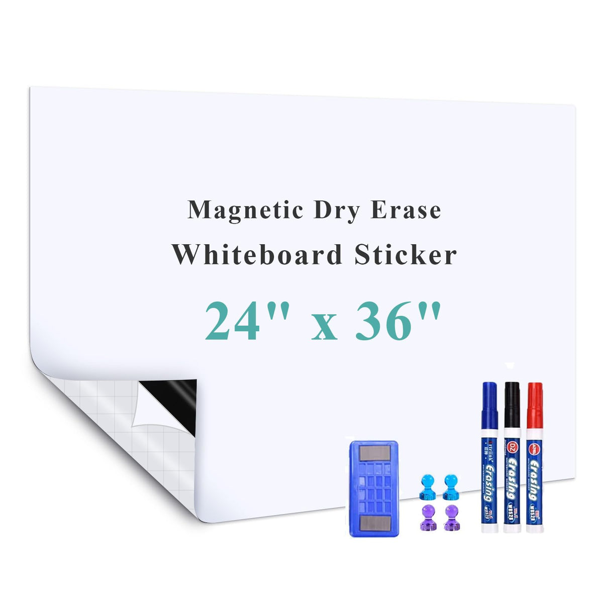 Warasee White Board Adhesive Contact Paper, 24' X 36' Stick On Magnetic Whiteboard Roll, Dry Erase Board For Wall, Easy To Wri