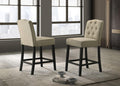 LILOLA LIVING Jasper Set of 2 Beige Fabric Counter Height Chairs with Black Finish Legs