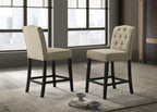 LILOLA LIVING Jasper Set of 2 Beige Fabric Counter Height Chairs with Black Finish Legs