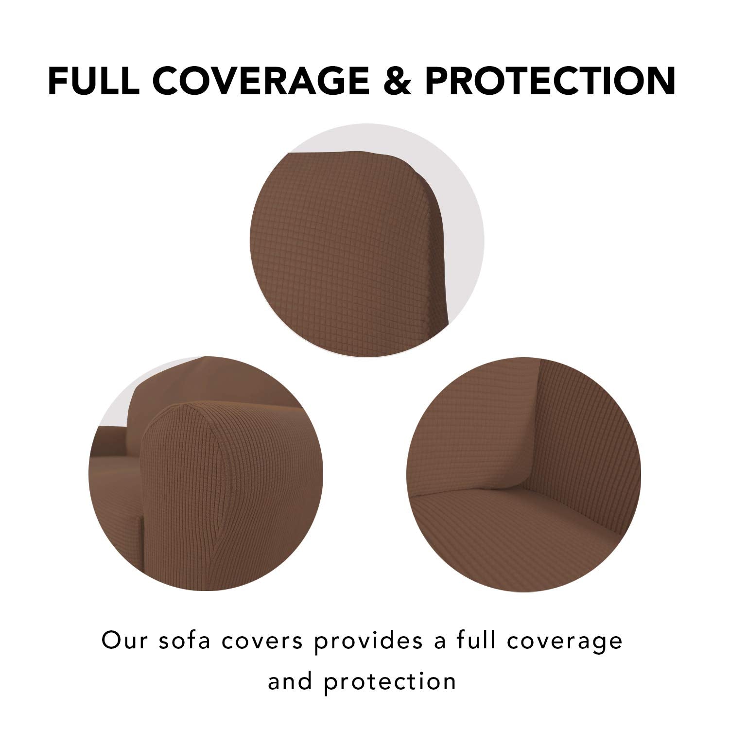 Purefit Stretch Chair Sofa Slipcover – Spandex Jacquard Non Slip Soft Couch Sofa Cover, Washable Furniture Protector With Non Skid Foam And Elastic Bottom For Kids (Chair, Brown)
