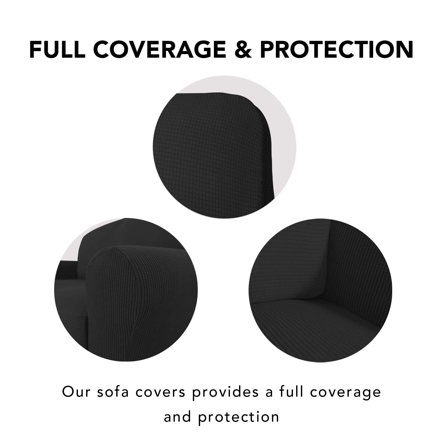 Purefit Stretch Chair Sofa Slipcover – Spandex Jacquard Non Slip Soft Couch Sofa Cover, Washable Furniture Protector With Non Skid Foam And Elastic Bottom For Kids (Chair, Black)