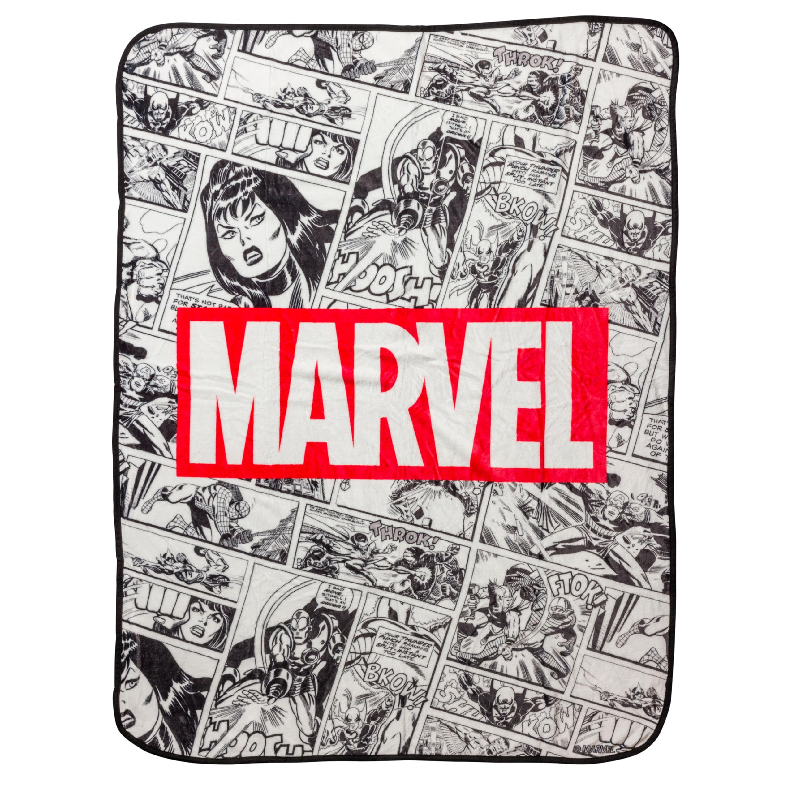 Silver Buffalo Marvel Retro Vintage Comics Panel 45' X 60' Fleece Throw Blanket