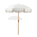 Seazul 6.5Ft Patio Umbrella With Fringe, Beach Umbrella, Fringe Umbrella Outdoor Patio With Hanging Hook, Tilting Aluminum Pole,