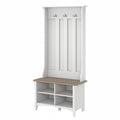 Bush Furniture Salinas Hall Tree with Shoe Storage Bench in Shiplap Gray and Pure White, Multi-Purpose Home Organizer, Entryway 