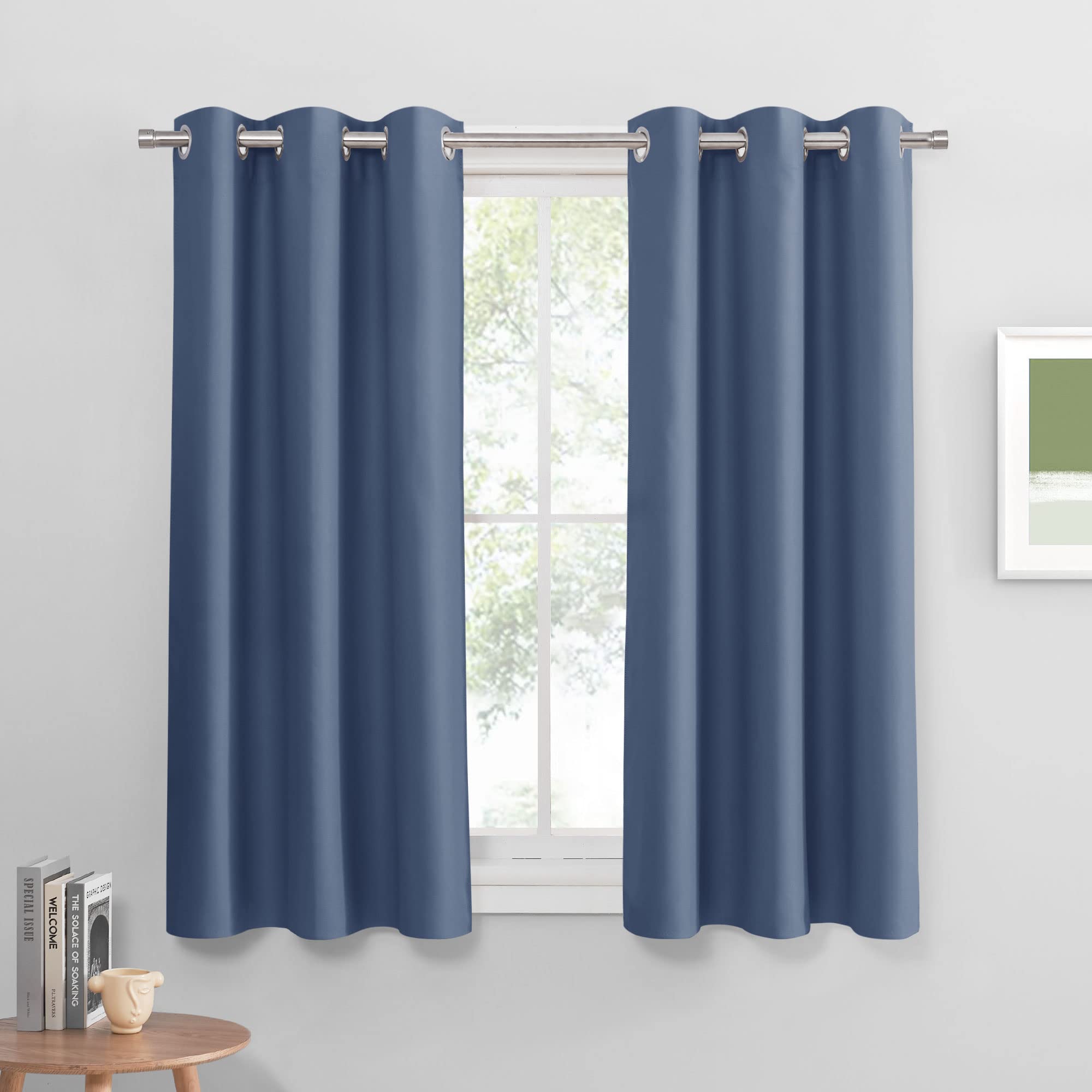 PONY DANCE Room Darkening Curtains - Grommet Top Light Block Drapery Window Shade Privacy Protect for Bathroom/Living Room/Kitch