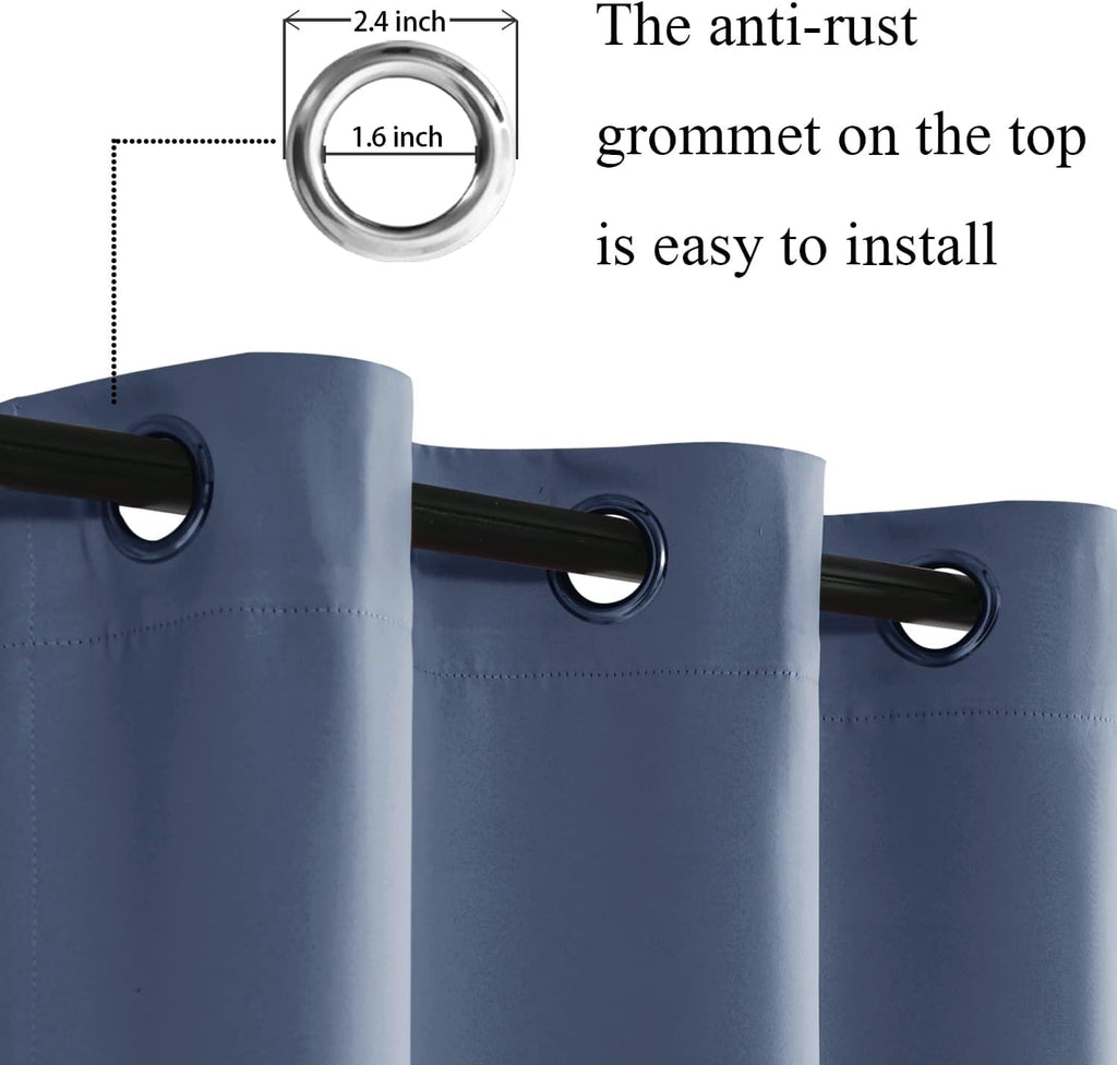 Jiuzhen Dusty Blue Blackout Curtains For Bedroom - Light Blocking And Noise Reducing Grommet Curtains For Living Room Darkening Curtains, Set Of 2 Window Curtain Panels, 42 X 96 Inch Length