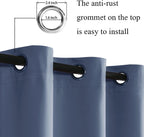 Jiuzhen Dusty Blue Blackout Curtains For Bedroom - Light Blocking And Noise Reducing Grommet Curtains For Living Room Darkening Curtains, Set Of 2 Window Curtain Panels, 42 X 96 Inch Length