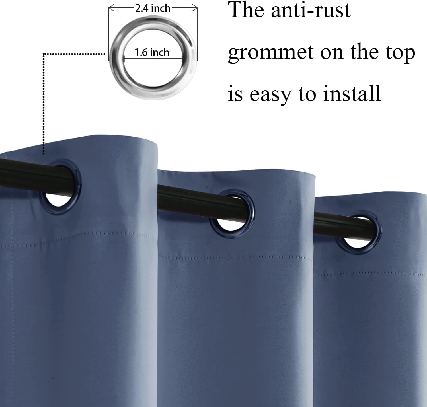 Jiuzhen Dusty Blue Blackout Curtains For Bedroom - Light Blocking And Noise Reducing Grommet Curtains For Living Room Darkening Curtains, Set Of 2 Window Curtain Panels, 42 X 96 Inch Length
